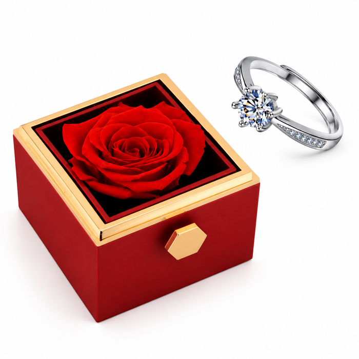 Coffret Rose Éternelle & Bague