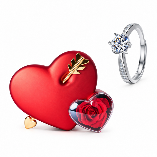 Cœur Rose Éternelle & Bague